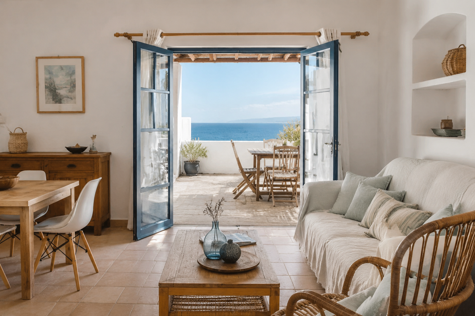 Apartamento luminoso de estilo canario con terraza frente al océano